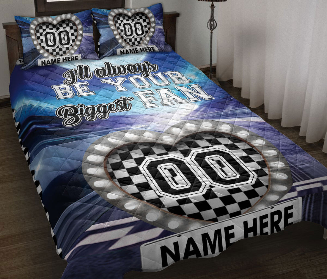 Ohaprints-Quilt-Bed-Set-Pillowcase-Racing-Heart-I'Ll-Always-Be-You-Biggest-Fan-Custom-Personalized-Name-Number-Blanket-Bedspread-Bedding-1682-Throw (55'' x 60'')