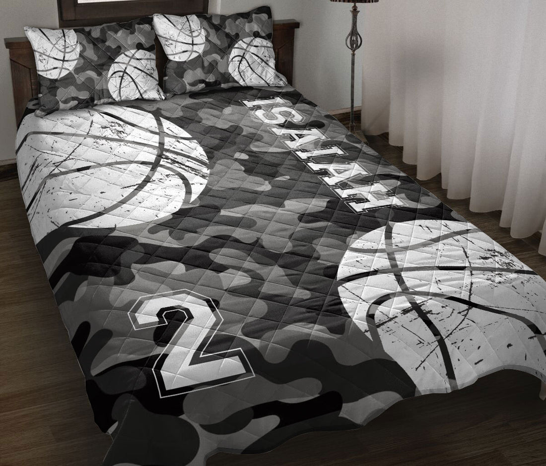 Ohaprints-Quilt-Bed-Set-Pillowcase-Basketball-Ball-Black-Camo-Pattern-Sports-Gift-Custom-Personalized-Name-Number-Blanket-Bedspread-Bedding-1815-Throw (55'' x 60'')
