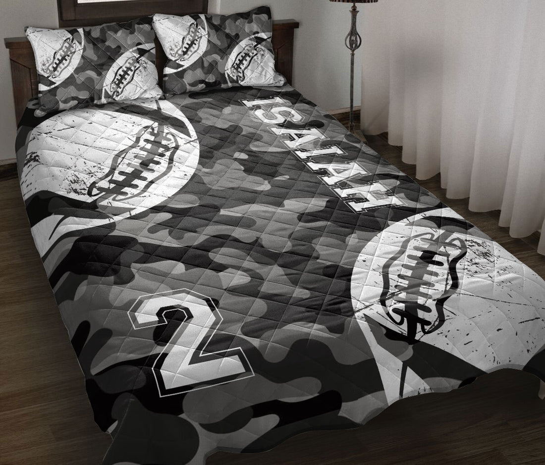 Ohaprints-Quilt-Bed-Set-Pillowcase-American-Football-Black-Camo-Pattern-Gift-Custom-Personalized-Name-Number-Blanket-Bedspread-Bedding-3022-Throw (55'' x 60'')