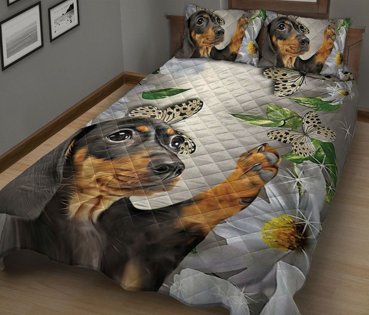 Ohaprints-Quilt-Bed-Set-Pillowcase-Dachshund-Weiner-Doxie-Dog-Patchwork-Pattern-Christmas-Gift-Blanket-Bedspread-Bedding-1887-King (90'' x 100'')