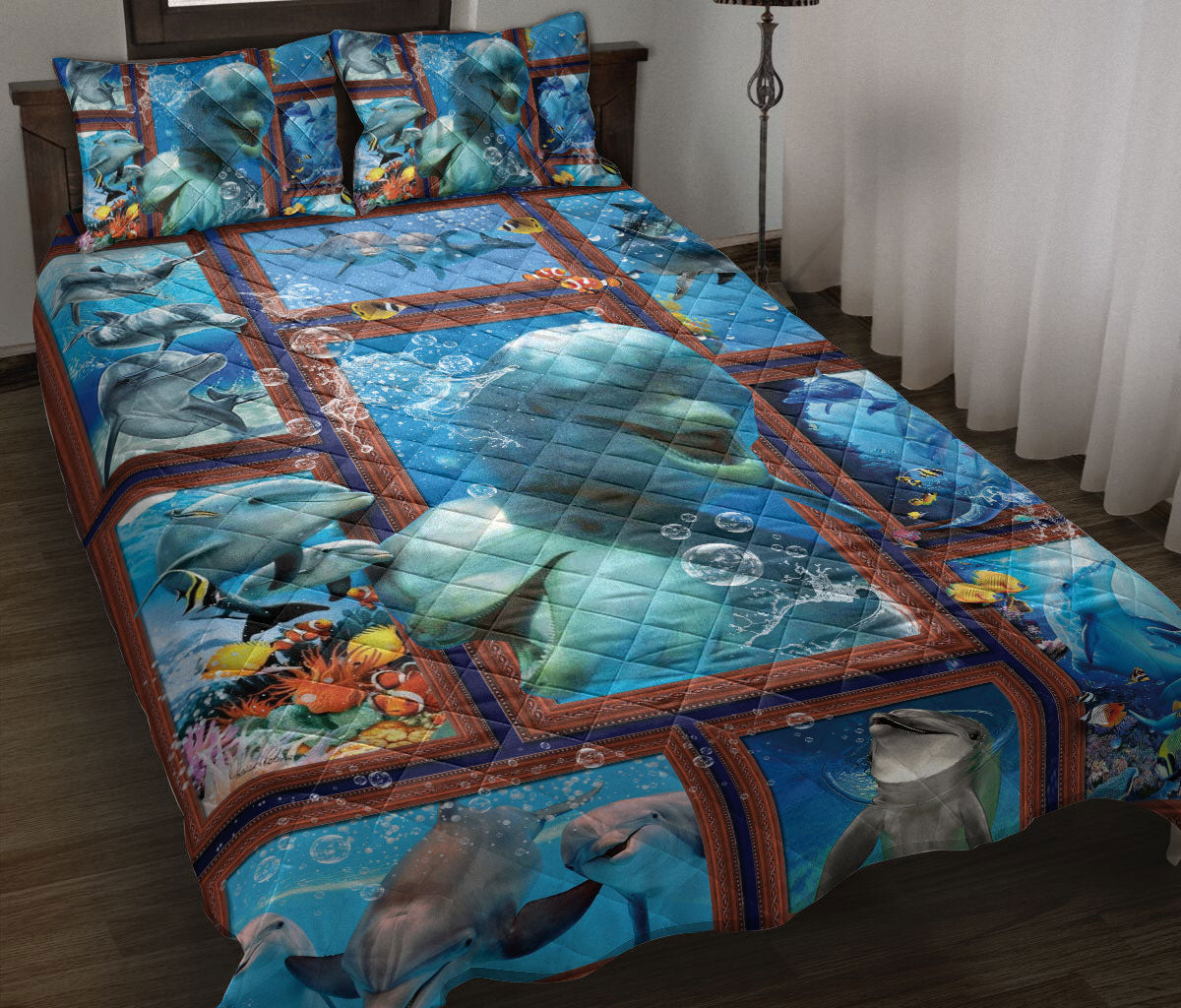 Ohaprints-Quilt-Bed-Set-Pillowcase-Dolphin-Ocean-Patchwork-Pattern-Animal-Lover-Unique-Gift-Blanket-Bedspread-Bedding-1838-Throw (55'' x 60'')