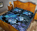 Ohaprints-Quilt-Bed-Set-Pillowcase-Sea-Turtle-&-Flower-Blue-Floral-Pattern-Animal-Love-Unique-Gift-Blanket-Bedspread-Bedding-1222-Queen (80'' x 90'')