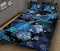 Ohaprints-Quilt-Bed-Set-Pillowcase-Sea-Turtle-&-Flower-Blue-Floral-Pattern-Animal-Love-Unique-Gift-Blanket-Bedspread-Bedding-1222-King (90'' x 100'')