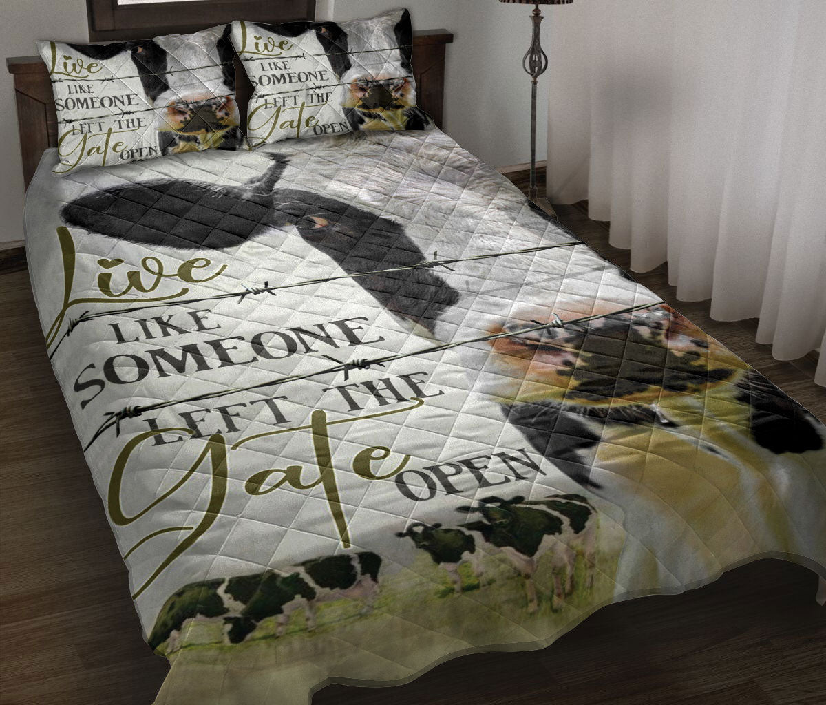 Ohaprints-Quilt-Bed-Set-Pillowcase-Dairy-Cow-Cattle-Live-Like-Someone-Left-The-Gate-Open-Gift-Blanket-Bedspread-Bedding-2397-Throw (55'' x 60'')