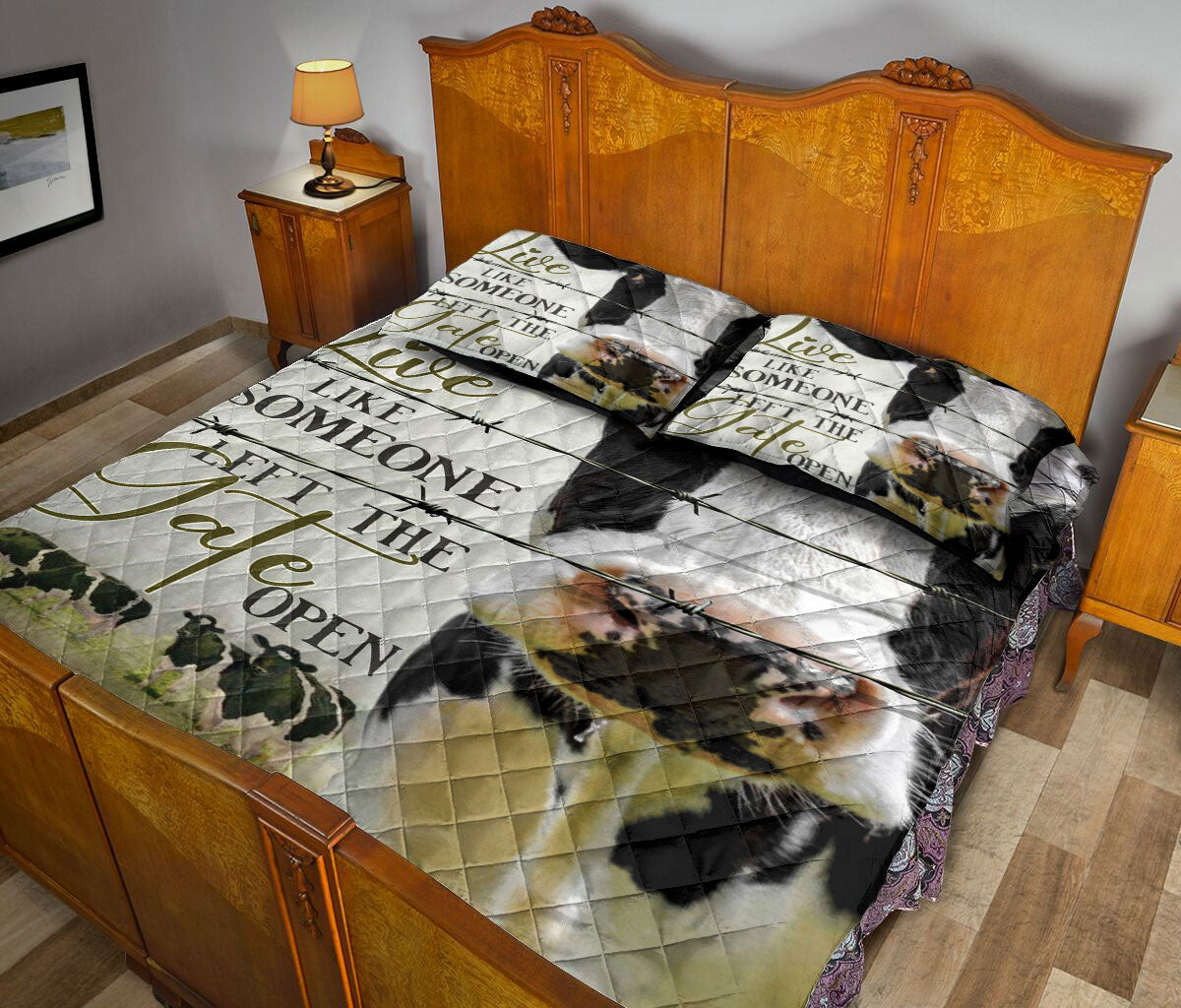 Ohaprints-Quilt-Bed-Set-Pillowcase-Dairy-Cow-Cattle-Live-Like-Someone-Left-The-Gate-Open-Gift-Blanket-Bedspread-Bedding-2397-Queen (80'' x 90'')