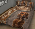 Ohaprints-Quilt-Bed-Set-Pillowcase-Love-Dachshund-Weiner-Doxie-Dog-Brown-Pattern-Dog-Lover-Gift-Blanket-Bedspread-Bedding-676-King (90'' x 100'')