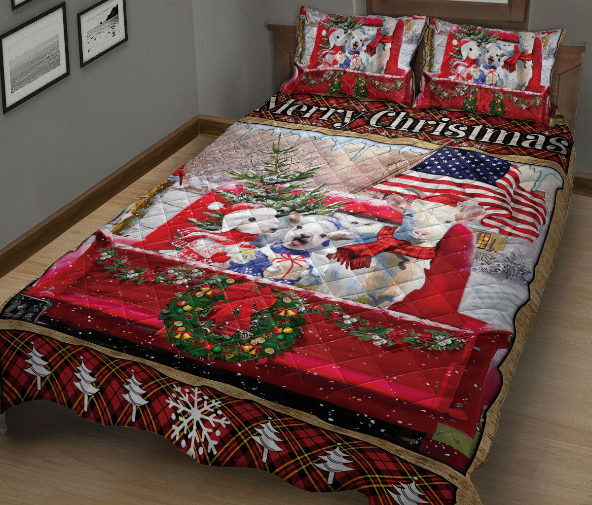 Ohaprints-Quilt-Bed-Set-Pillowcase-Cute-Goat-Red-Truck-Merry-Christmas-Animal-Lover-Unique-Gift-Blanket-Bedspread-Bedding-2437-King (90'' x 100'')