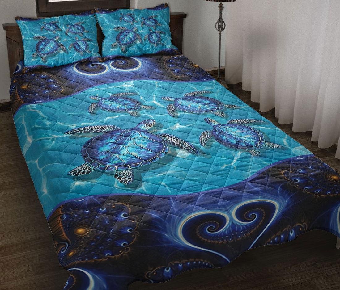 Ohaprints-Quilt-Bed-Set-Pillowcase-Sea-Turtle-Blue-Floral-Mandala-Pattern-Animal-Love-Unique-Gift-Blanket-Bedspread-Bedding-2426-Throw (55'' x 60'')