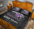 Ohaprints-Quilt-Bed-Set-Pillowcase-Purple-Truck-Crack-Pattern-Trucker-Gift-Custom-Personalized-Name-Blanket-Bedspread-Bedding-3010-Queen (80'' x 90'')