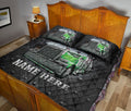 Ohaprints-Quilt-Bed-Set-Pillowcase-Green-Truck-Crack-Pattern-Trucker-Gift-Custom-Personalized-Name-Blanket-Bedspread-Bedding-3027-Queen (80'' x 90'')