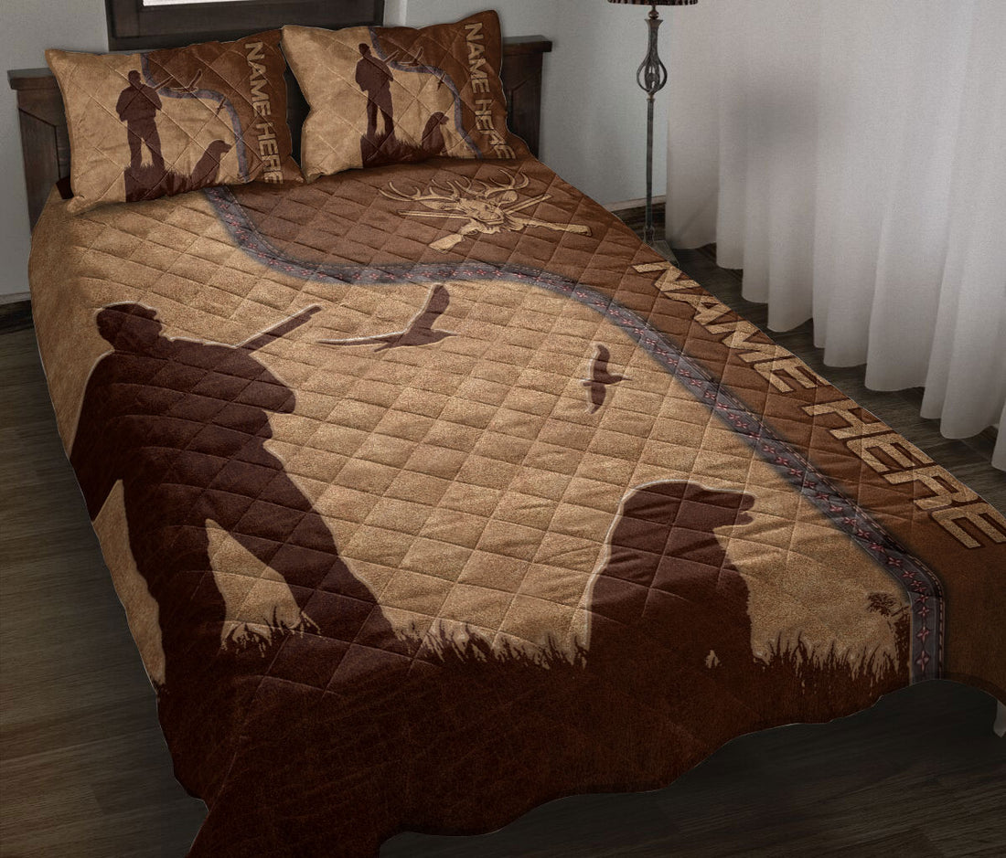 Ohaprints-Quilt-Bed-Set-Pillowcase-Hunting-Brown-Pattern-Unique-Gift-For-Hunting-Lover-Custom-Personalized-Name-Blanket-Bedspread-Bedding-748-Throw (55'' x 60'')