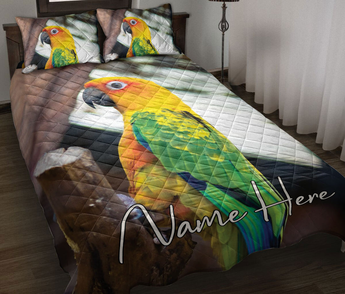 Ohaprints-Quilt-Bed-Set-Pillowcase-Conure-Parrots-Gift-For-Pet-Birds-Parrot-Lover-Custom-Personalized-Name-Blanket-Bedspread-Bedding-1279-Throw (55'' x 60'')