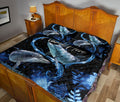 Ohaprints-Quilt-Bed-Set-Pillowcase-Dolphin-Blue-Heart-Flower-Floral-Ocean-Pattern-Gift-For-Animal-Lover-Black-Blanket-Bedspread-Bedding-2560-Queen (80'' x 90'')