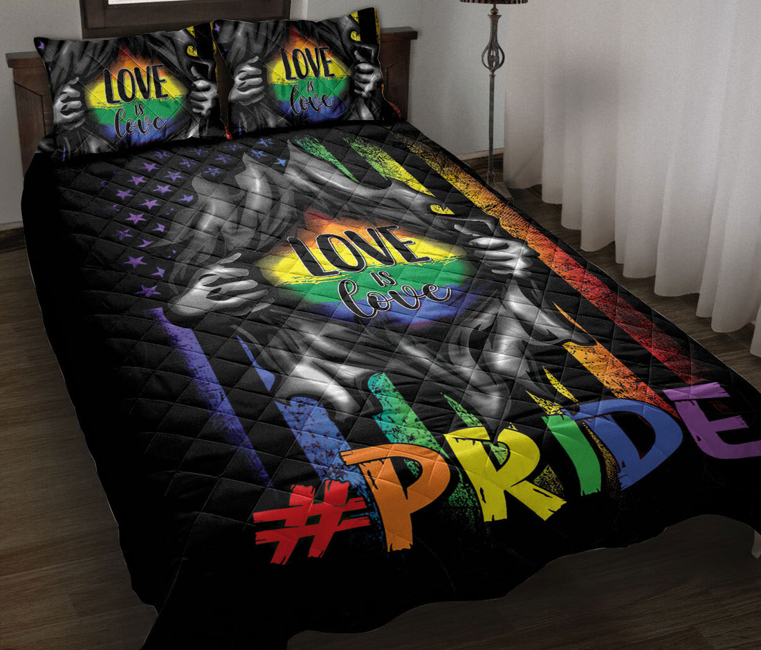 Ohaprints-Quilt-Bed-Set-Pillowcase-Lgbt-Support-Lgbtq-Pride-Hand-Rainbow-Flag-Love-Is-Love-Love-Wins-Pride-Month-Blanket-Bedspread-Bedding-887-Throw (55'' x 60'')