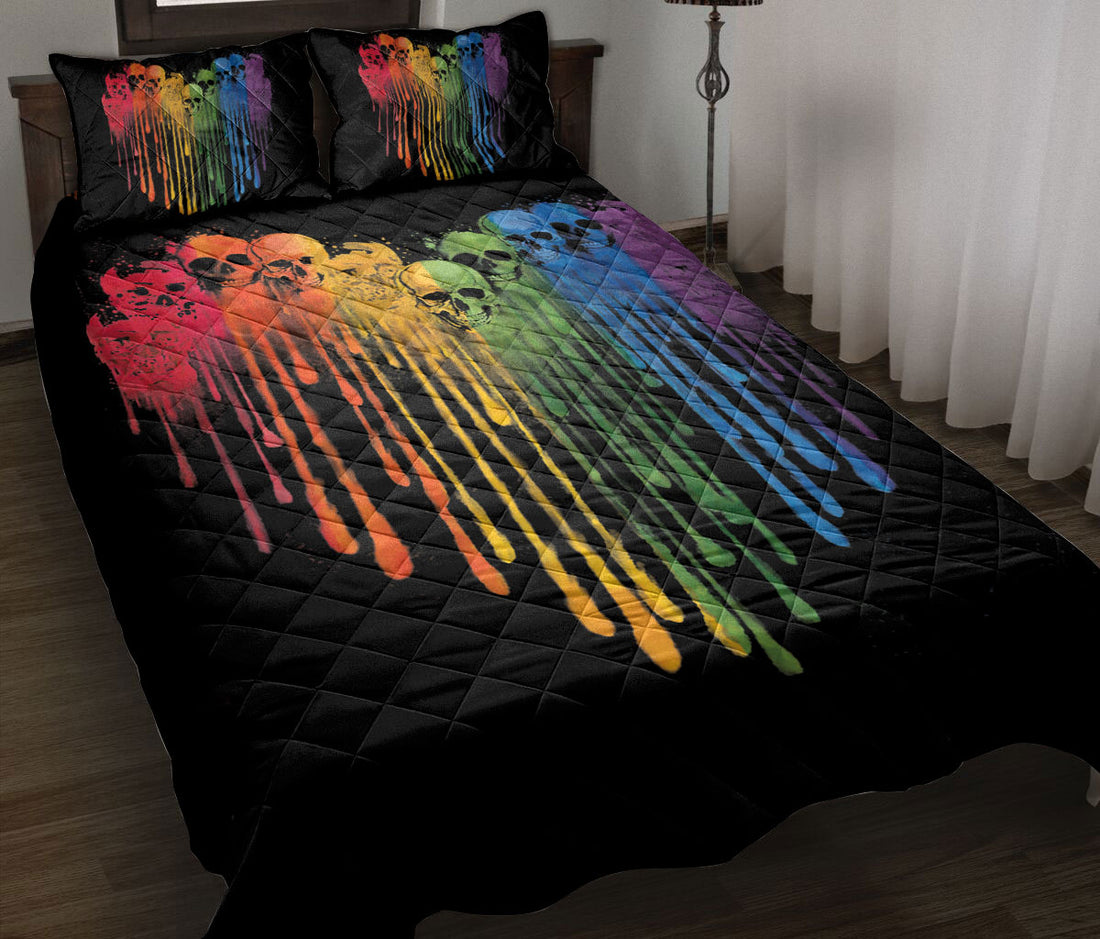 Ohaprints-Quilt-Bed-Set-Pillowcase-Lgbtq-Lgbt-Skull-Heart-Pride-Rainbow-Flag-Love-Wins-Love-Is-Love-Pride-Month-Blanket-Bedspread-Bedding-1467-Throw (55'' x 60'')