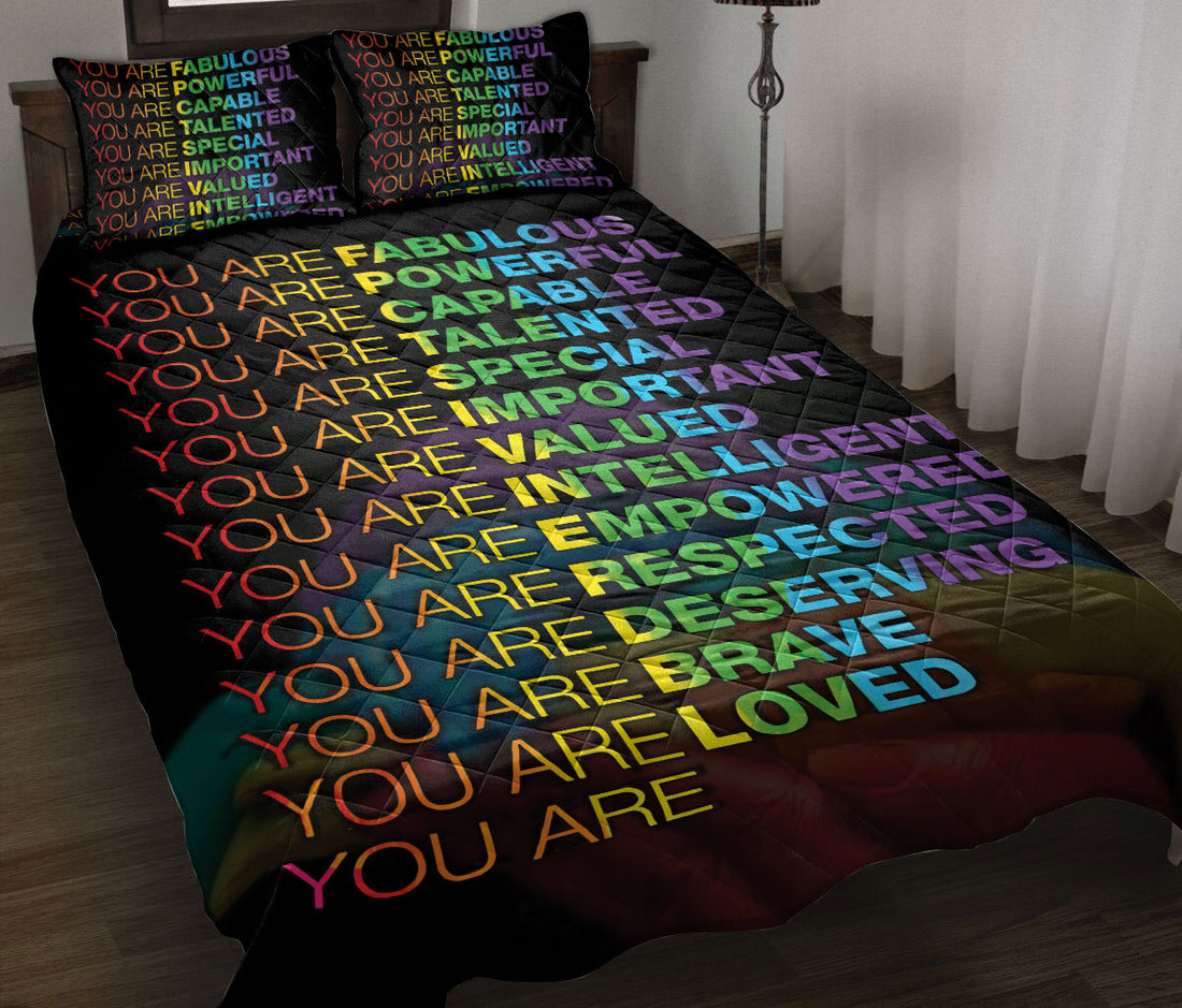 Ohaprints-Quilt-Bed-Set-Pillowcase-Lgbtq-Lgbt-Heart-Pride-Rainbow-Flag-Love-Wins-Love-Is-Love-Pride-Month-Blanket-Bedspread-Bedding-2053-Throw (55'' x 60'')
