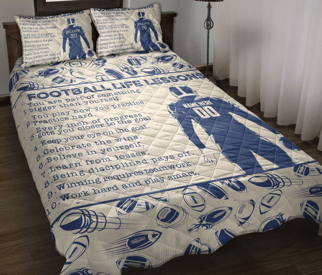 Ohaprints-Quilt-Bed-Set-Pillowcase-Football-Life-Lessons-Gift-For-Sport-Lover-Beige-Custom-Personalized-Name-Blanket-Bedspread-Bedding-515-Throw (55'' x 60'')