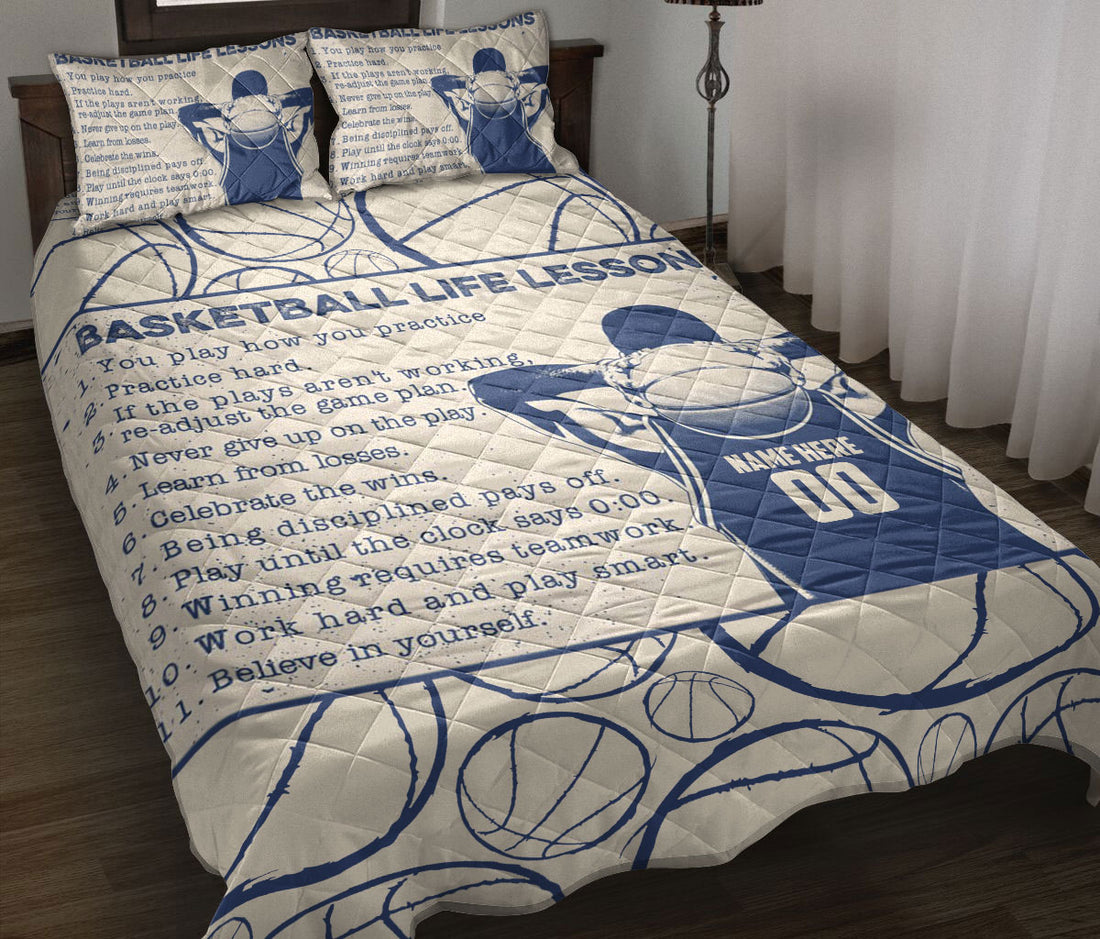 Ohaprints-Quilt-Bed-Set-Pillowcase-Basketball-Life-Lessons-Gift-For-Sport-Lover-Beige-Custom-Personalized-Name-Blanket-Bedspread-Bedding-1104-Throw (55'' x 60'')