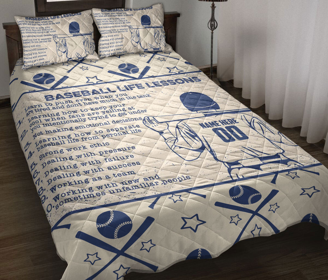 Ohaprints-Quilt-Bed-Set-Pillowcase-Baseball-Life-Lessons-Gift-For-Sport-Lover-Beige-Custom-Personalized-Name-Blanket-Bedspread-Bedding-1687-Throw (55'' x 60'')