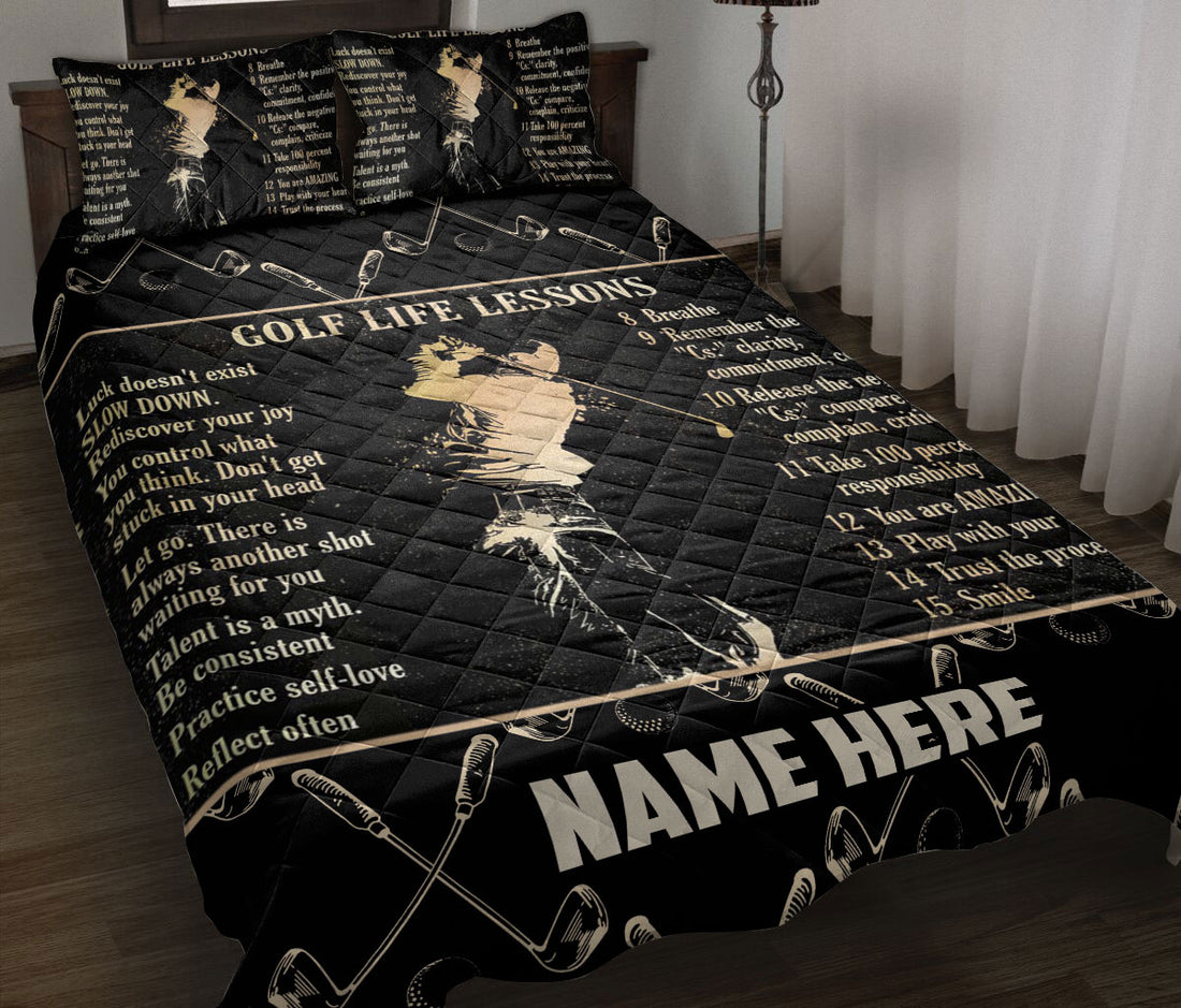 Ohaprints-Quilt-Bed-Set-Pillowcase-Goft-Life-Lessons-Unique-Gift-For-Sport-Lover-Beige-Custom-Personalized-Name-Blanket-Bedspread-Bedding-1105-Throw (55'' x 60'')