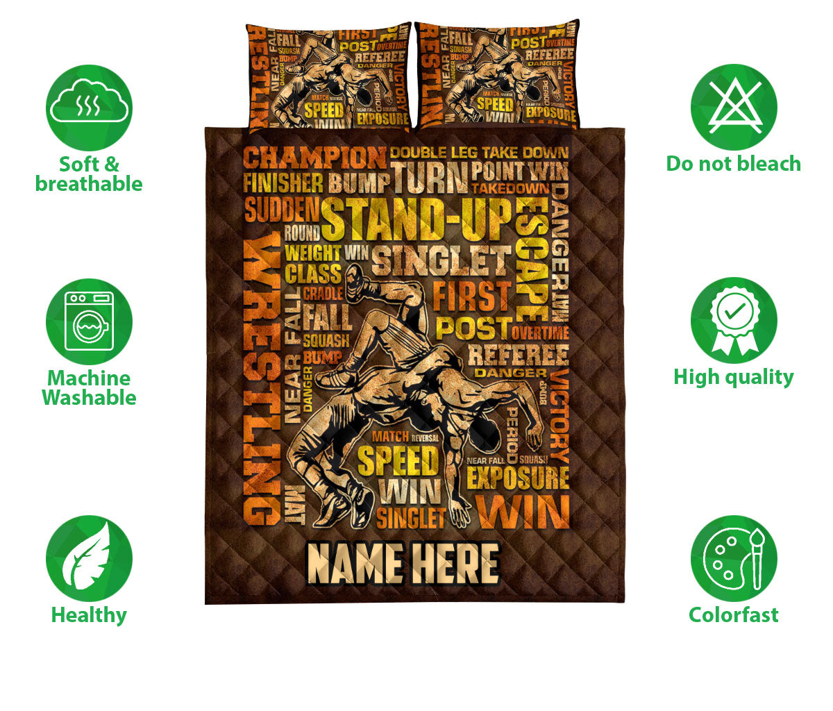 Ohaprints-Quilt-Bed-Set-Pillowcase-Wrestler-Wrestling-Gift-For-Sports-Lover-Vintage-Custom-Personalized-Name-Blanket-Bedspread-Bedding-517-Double (70'' x 80'')