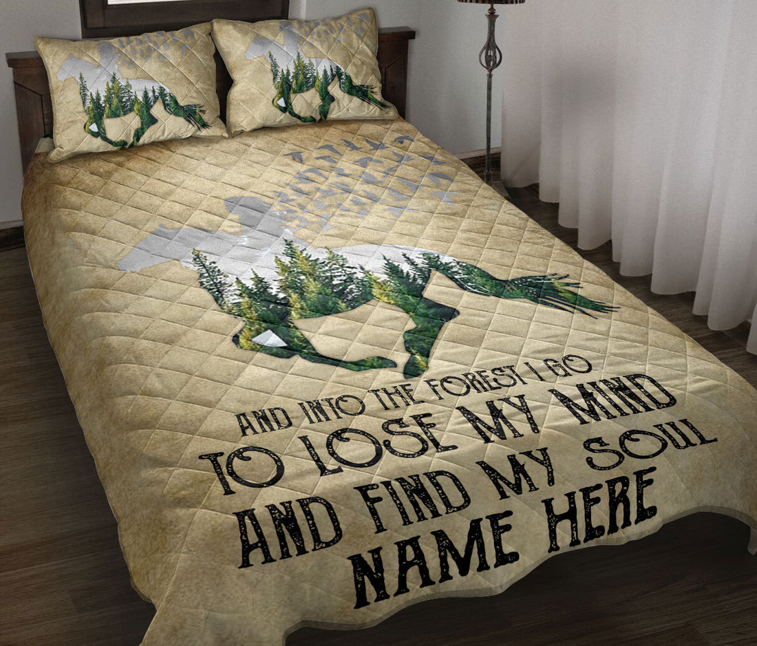 Ohaprints-Quilt-Bed-Set-Pillowcase-Horse-Girl-Cowgirl-Into-The-Forest-I-Go-Vintage-Beige-Custom-Personalized-Name-Blanket-Bedspread-Bedding-2870-Throw (55'' x 60'')