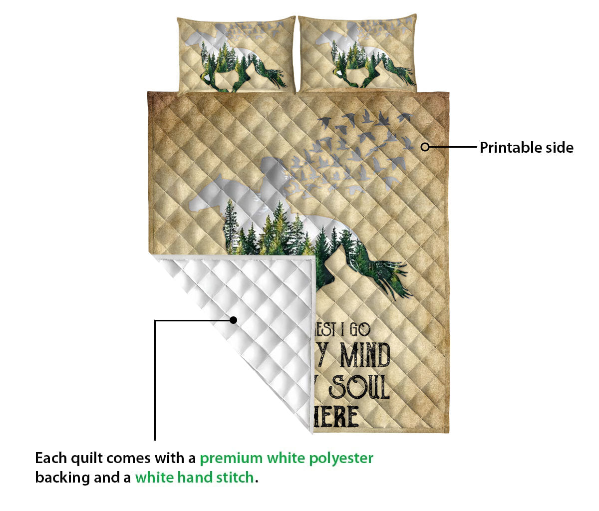 Ohaprints-Quilt-Bed-Set-Pillowcase-Horse-Girl-Cowgirl-Into-The-Forest-I-Go-Vintage-Beige-Custom-Personalized-Name-Blanket-Bedspread-Bedding-2870-Queen (80'' x 90'')