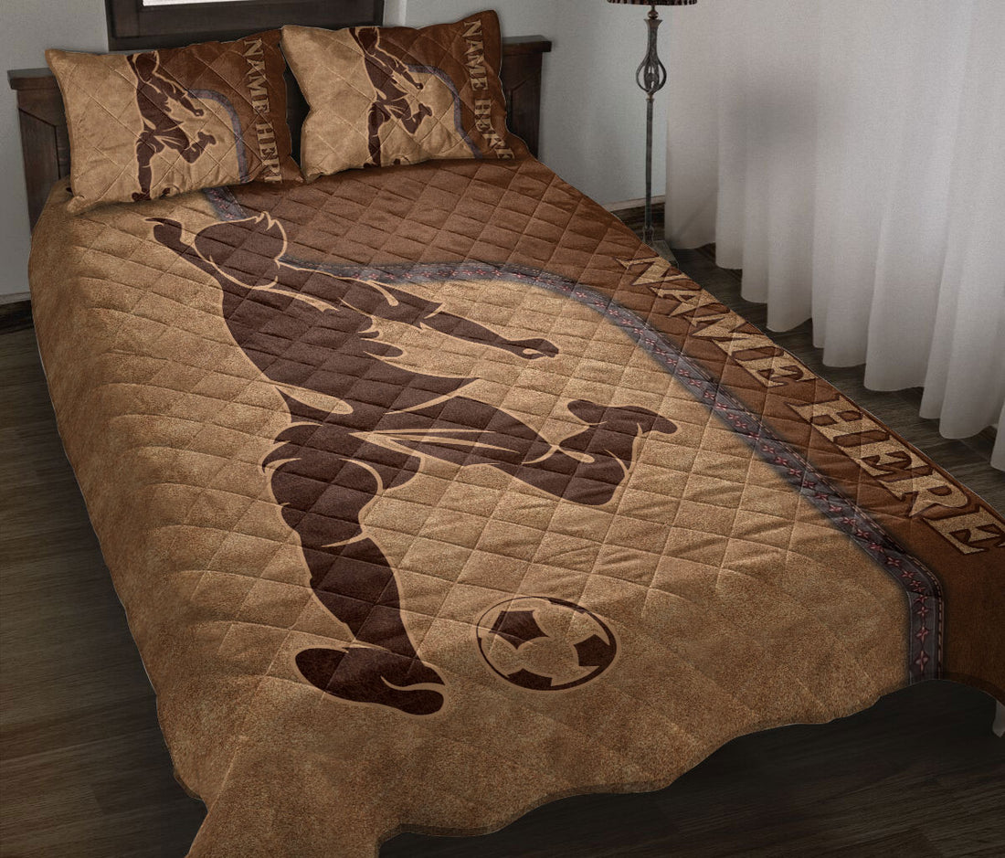 Ohaprints-Quilt-Bed-Set-Pillowcase-Soccer-Batter-Brown-Pattern-Gift-For-Sport-Lover-Custom-Personalized-Name-Blanket-Bedspread-Bedding-1108-Throw (55'' x 60'')