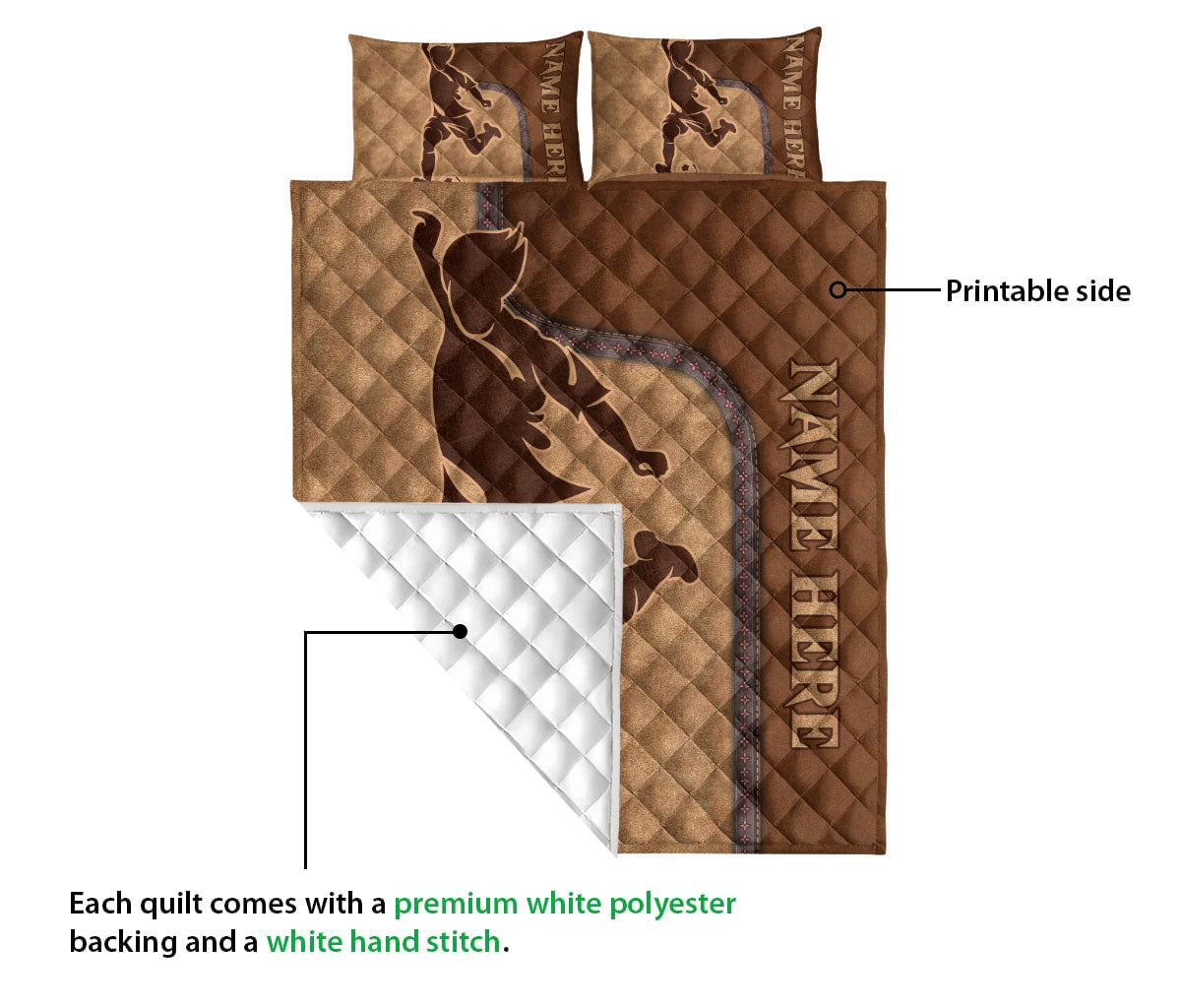 Ohaprints-Quilt-Bed-Set-Pillowcase-Soccer-Batter-Brown-Pattern-Gift-For-Sport-Lover-Custom-Personalized-Name-Blanket-Bedspread-Bedding-1108-Queen (80'' x 90'')
