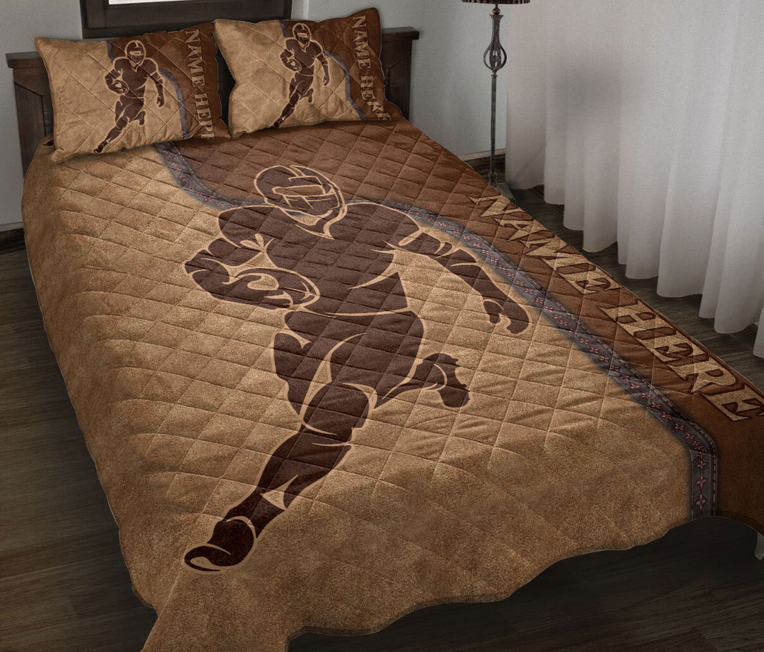 Ohaprints-Quilt-Bed-Set-Pillowcase-Football-Batter-Brown-Pattern-Gift-For-Sport-Lover-Custom-Personalized-Name-Blanket-Bedspread-Bedding-1691-Throw (55'' x 60'')