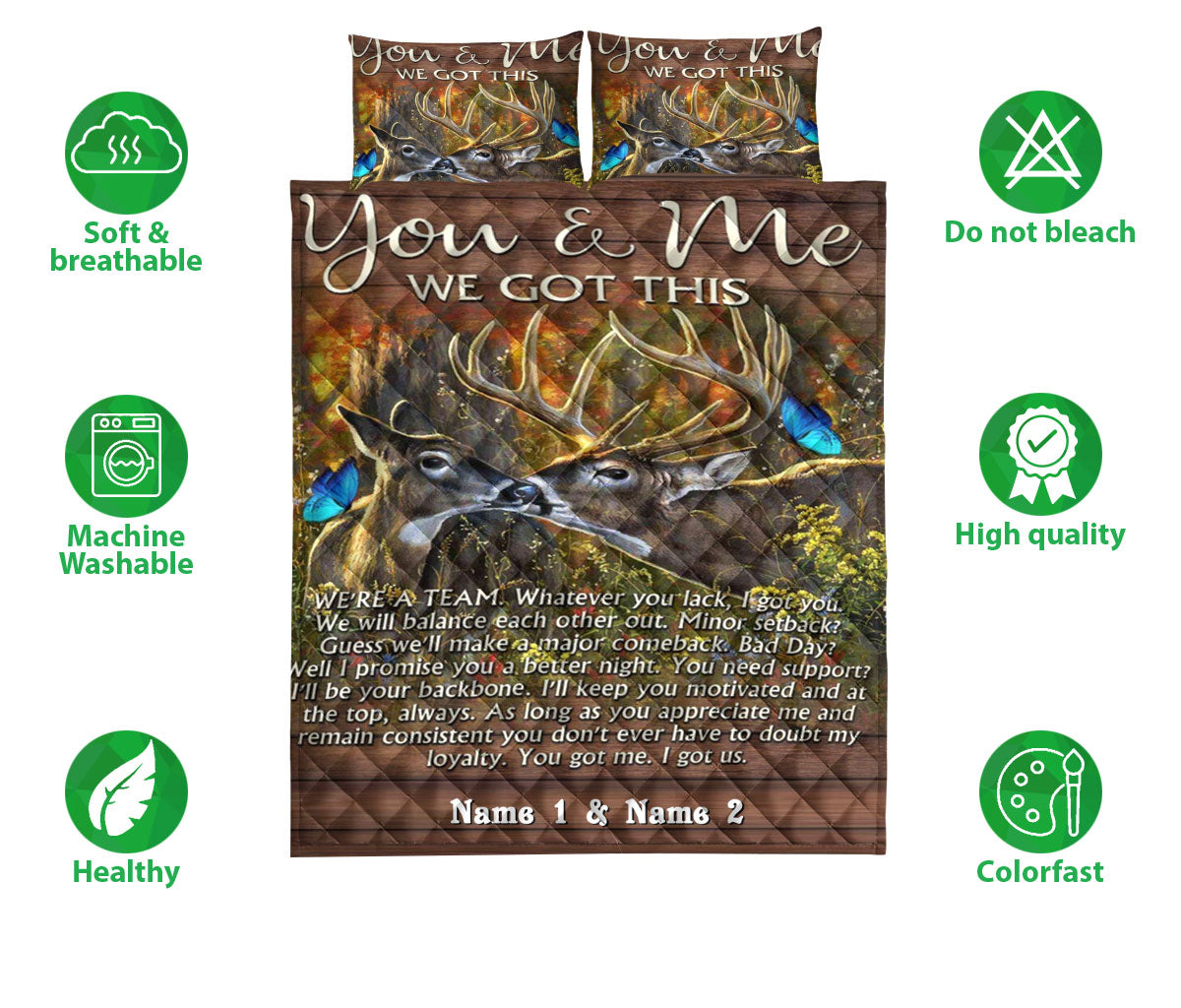 Ohaprints-Quilt-Bed-Set-Pillowcase-Deer-You-And-Me-We-Got-This-Gift-For-Couple-Lover-Custom-Personalized-Name-Blanket-Bedspread-Bedding-1692-Double (70'' x 80'')