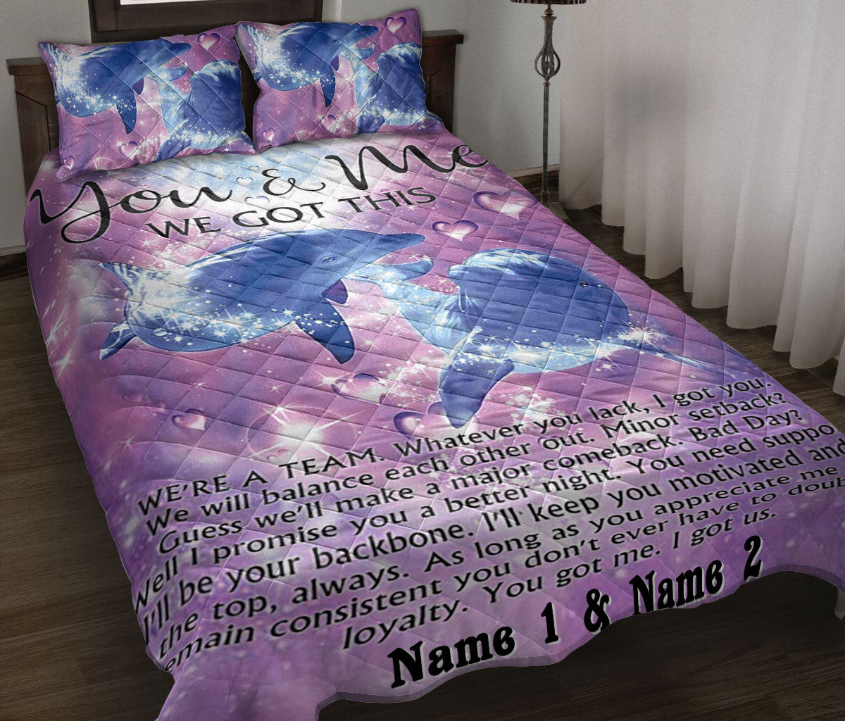 Ohaprints-Quilt-Bed-Set-Pillowcase-Dolphin-You-And-Me-We-Got-This-Gift-For-Couple-Lover-Custom-Personalized-Name-Blanket-Bedspread-Bedding-2279-Throw (55'' x 60'')