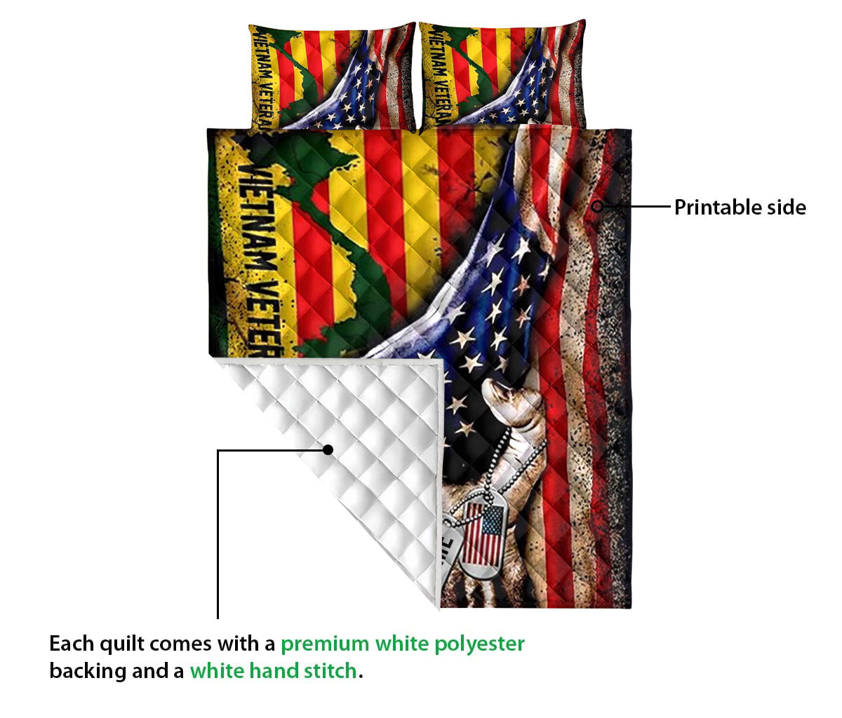 Ohaprints-Quilt-Bed-Set-Pillowcase-Veteran-Proud-Vietnam-Veteran-American-Us-Flag-Custom-Personalized-Name-Blanket-Bedspread-Bedding-521-Queen (80'' x 90'')