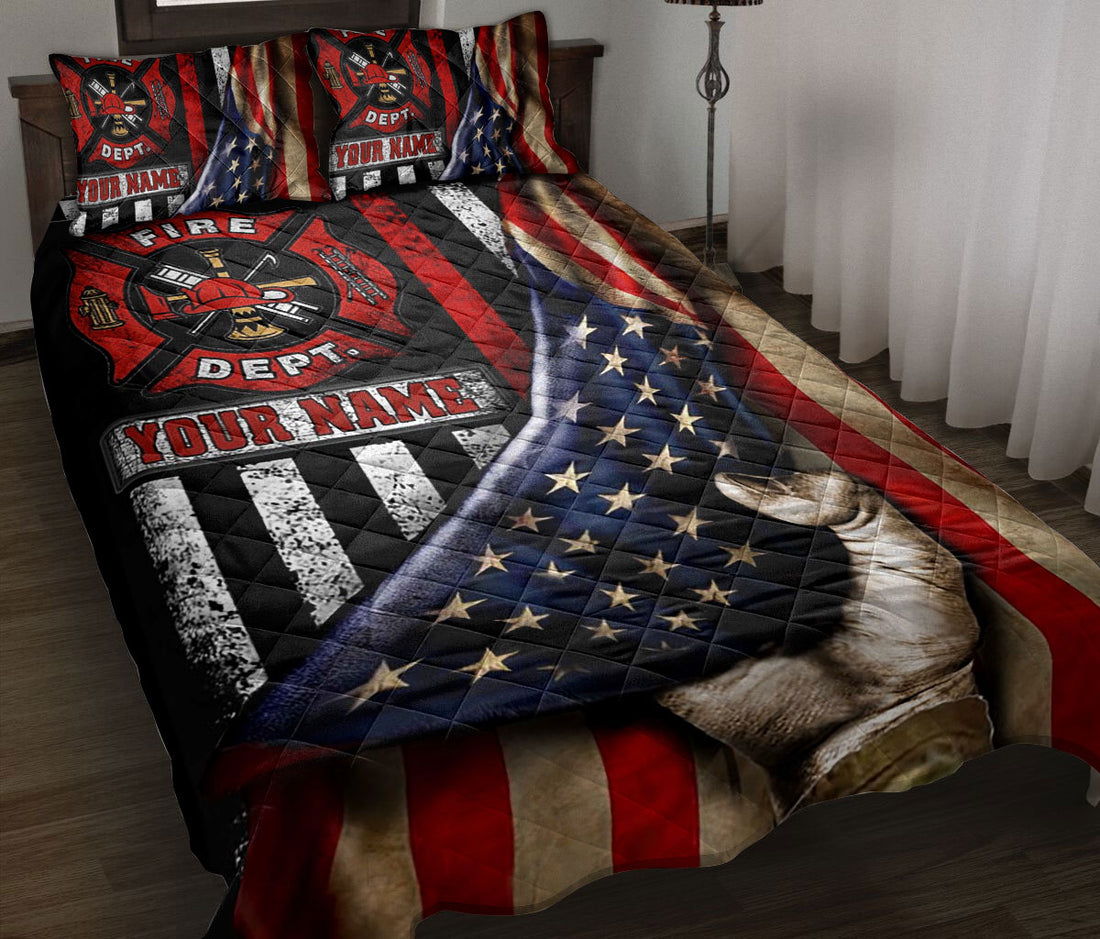 Ohaprints-Quilt-Bed-Set-Pillowcase-Proud-Firefighter-Back-The-Red-Thin-Red-Line-Us-Flag-Custom-Personalized-Name-Blanket-Bedspread-Bedding-1693-Throw (55'' x 60'')