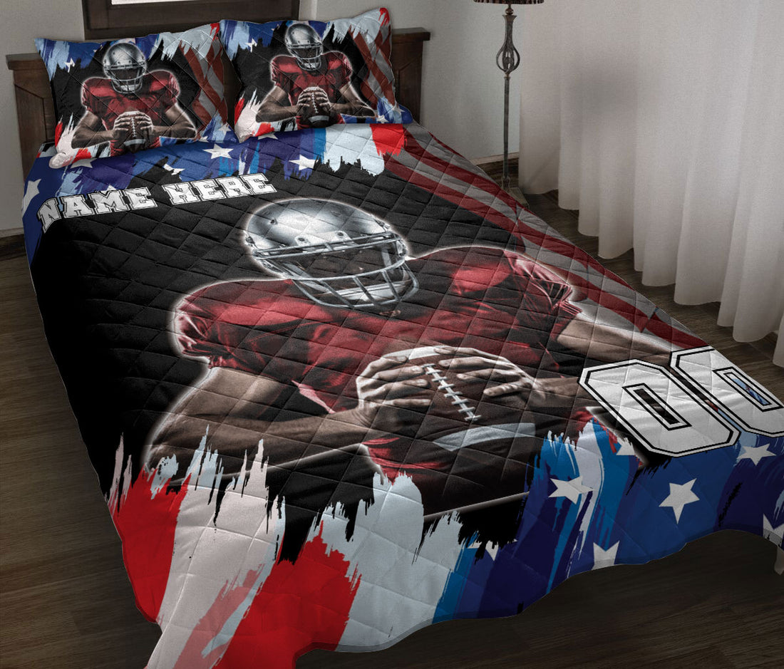 Ohaprints-Quilt-Bed-Set-Pillowcase-Football-American-Flag-Pattern-Sport-Gift-Custom-Personalized-Name-Number-Blanket-Bedspread-Bedding-2956-Throw (55'' x 60'')