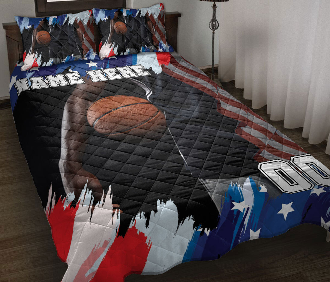 Ohaprints-Quilt-Bed-Set-Pillowcase-Basketball-American-Flag-Pattern-Sport-Gift-Custom-Personalized-Name-Number-Blanket-Bedspread-Bedding-788-Throw (55'' x 60'')