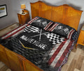 Ohaprints-Quilt-Bed-Set-Pillowcase-Racing-Sports-Checkered-Flag-American-Flag-Pattern-Custom-Personalized-Name-Blanket-Bedspread-Bedding-65-Queen (80'' x 90'')