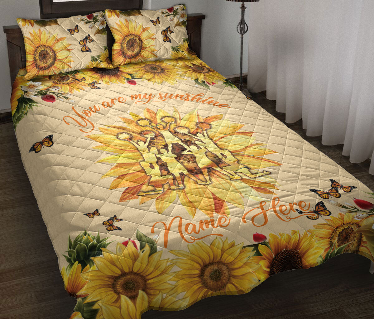 Ohaprints-Quilt-Bed-Set-Pillowcase-Cheerleading-Sunflower-Floral-Pattern-Sports-Gift-Custom-Personalized-Name-Blanket-Bedspread-Bedding-1956-Throw (55'' x 60'')