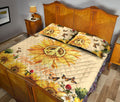 Ohaprints-Quilt-Bed-Set-Pillowcase-Hippie-Peace-Sign-Sunflower-Floral-Pattern-Gift-Custom-Personalized-Name-Blanket-Bedspread-Bedding-1806-Queen (80'' x 90'')