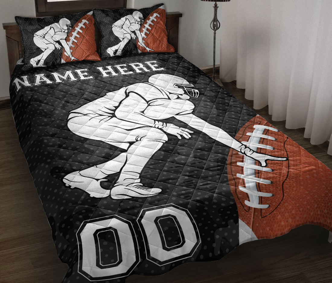 Ohaprints-Quilt-Bed-Set-Pillowcase-American-Football-Black-Camo-Pattern-Sports-Custom-Personalized-Name-Number-Blanket-Bedspread-Bedding-618-Throw (55'' x 60'')