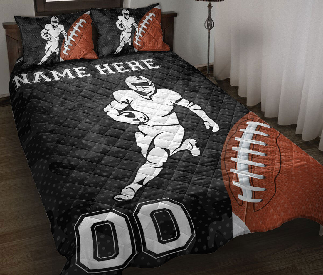 Ohaprints-Quilt-Bed-Set-Pillowcase-American-Football-Ball-Black-Camo-Pattern-Custom-Personalized-Name-Number-Blanket-Bedspread-Bedding-2994-Throw (55'' x 60'')