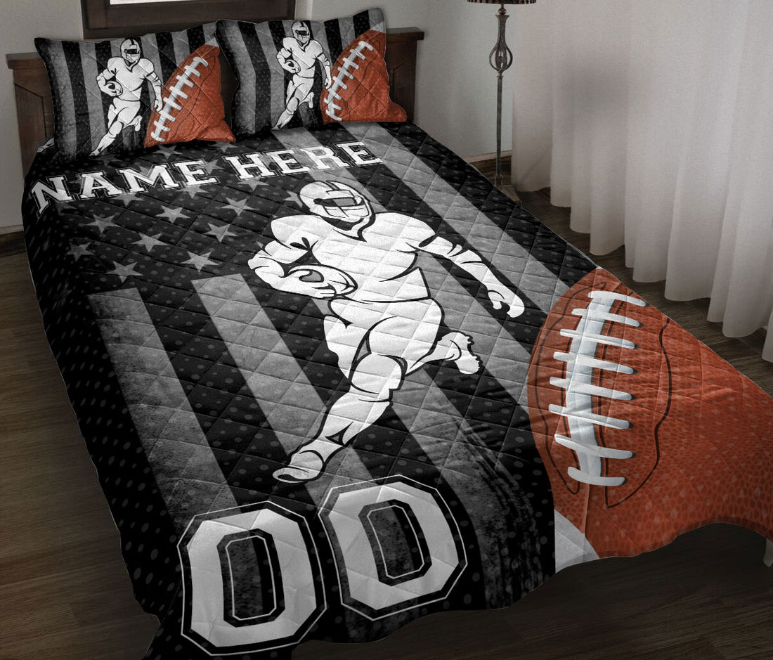 Ohaprints-Quilt-Bed-Set-Pillowcase-Football-Ball-American-Flag-Pattern-Gift-Custom-Personalized-Name-Number-Blanket-Bedspread-Bedding-3002-Throw (55'' x 60'')
