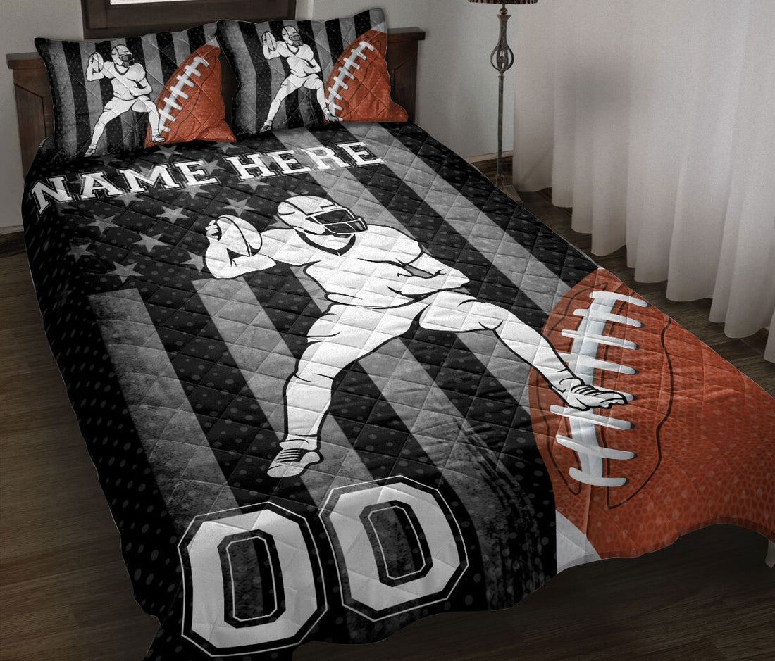 Ohaprints-Quilt-Bed-Set-Pillowcase-Football-American-Flag-Ball-Pattern-Gift-Custom-Personalized-Name-Number-Blanket-Bedspread-Bedding-665-Throw (55'' x 60'')