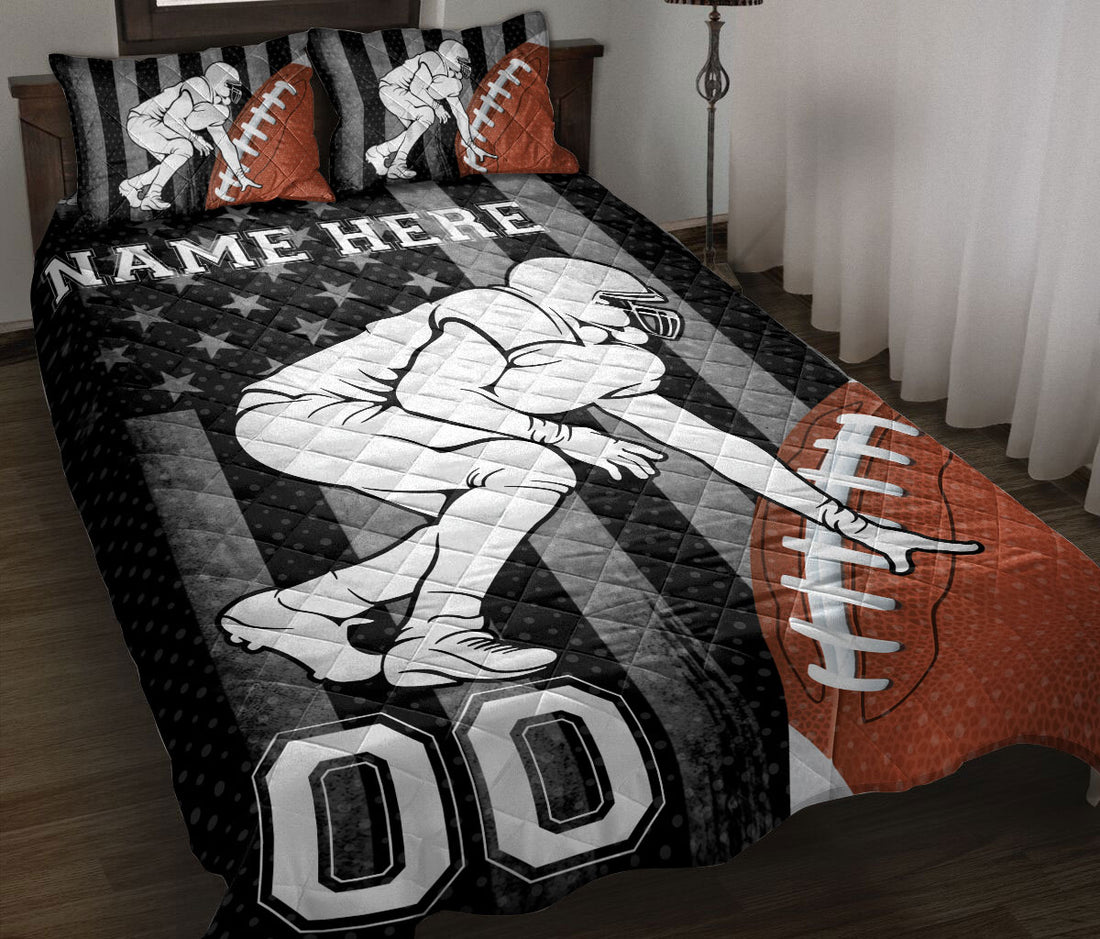 Ohaprints-Quilt-Bed-Set-Pillowcase-Football-American-Flag-Ball-Pattern-Sports-Custom-Personalized-Name-Number-Blanket-Bedspread-Bedding-1212-Throw (55'' x 60'')