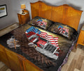 Ohaprints-Quilt-Bed-Set-Pillowcase-Truck-Eagle-Cross-American-Flag-Pattern-Trucker-Gift-Custom-Personalized-Name-Blanket-Bedspread-Bedding-3015-Queen (80'' x 90'')