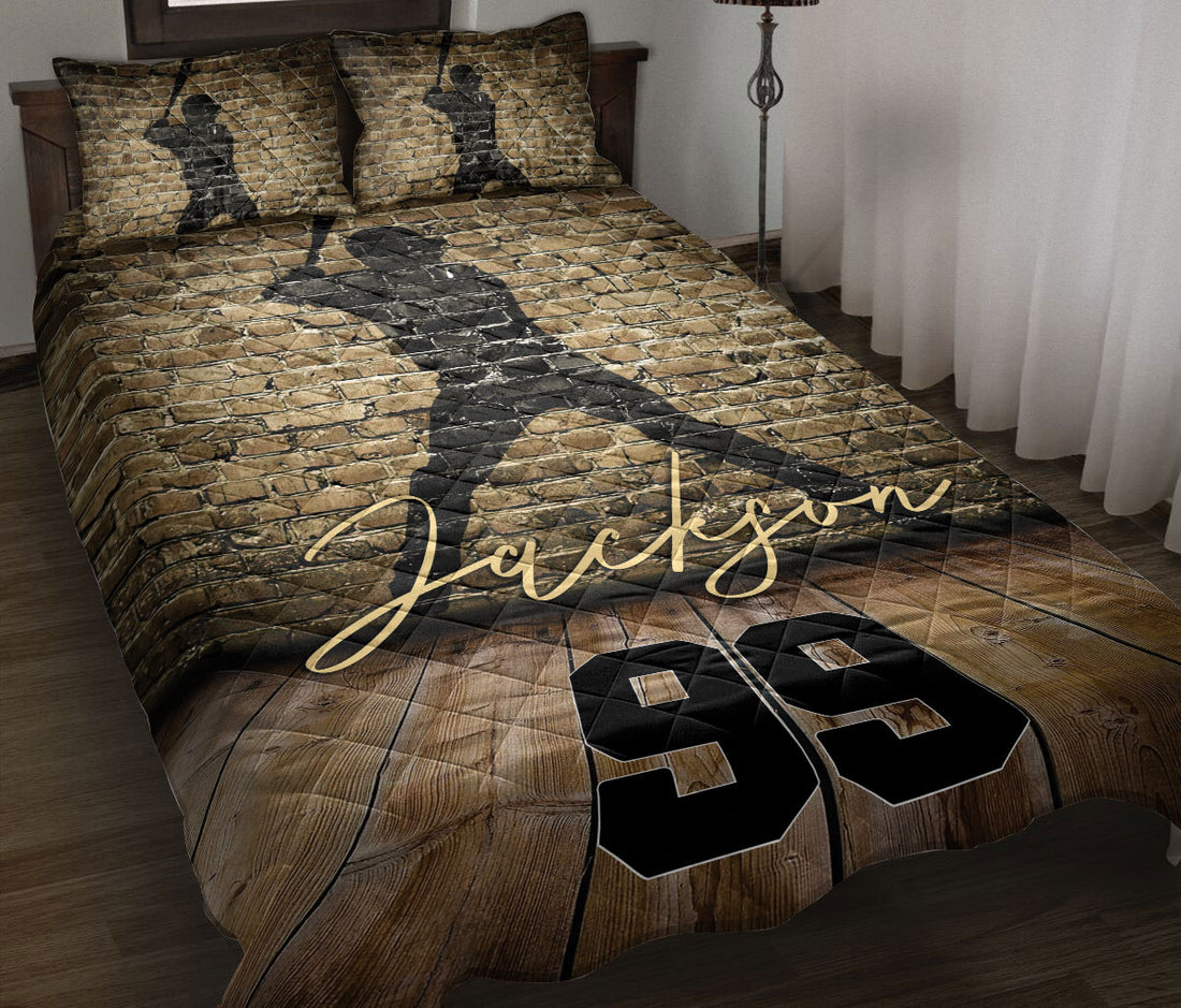 Ohaprints-Quilt-Bed-Set-Pillowcase-Baseball-Player-Wall-Pattern-Sports-Gifts-Custom-Personalized-Name-Number-Blanket-Bedspread-Bedding-1861-Throw (55'' x 60'')