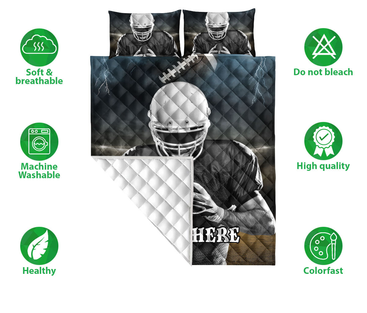 Ohaprints-Quilt-Bed-Set-Pillowcase-American-Football-Player-Sports-Unique-Gift-Custom-Personalized-Name-Blanket-Bedspread-Bedding-29-Double (70'' x 80'')