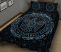 Ohaprints-Quilt-Bed-Set-Pillowcase-Raven-Rune-Viking-Huginn-Muninn-Norse-Nordic-Mythology-Black-Blue-Blanket-Bedspread-Bedding-801-King (90'' x 100'')