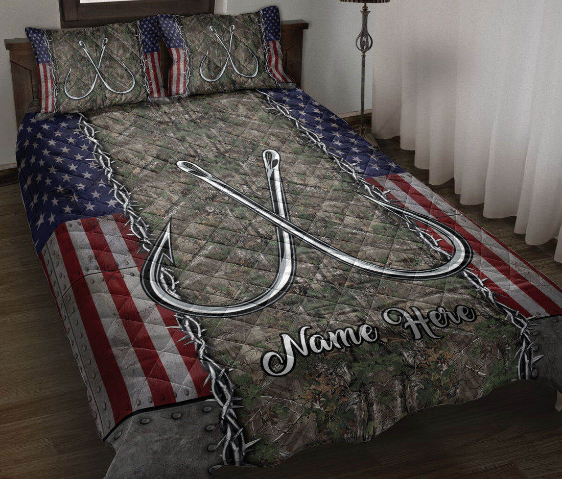 Ohaprints-Quilt-Bed-Set-Pillowcase-Fishing-Hook-Camo-Gift-For-Fishing-Lover-Fisherman-Custom-Personalized-Name-Blanket-Bedspread-Bedding-3-Throw (55'' x 60'')