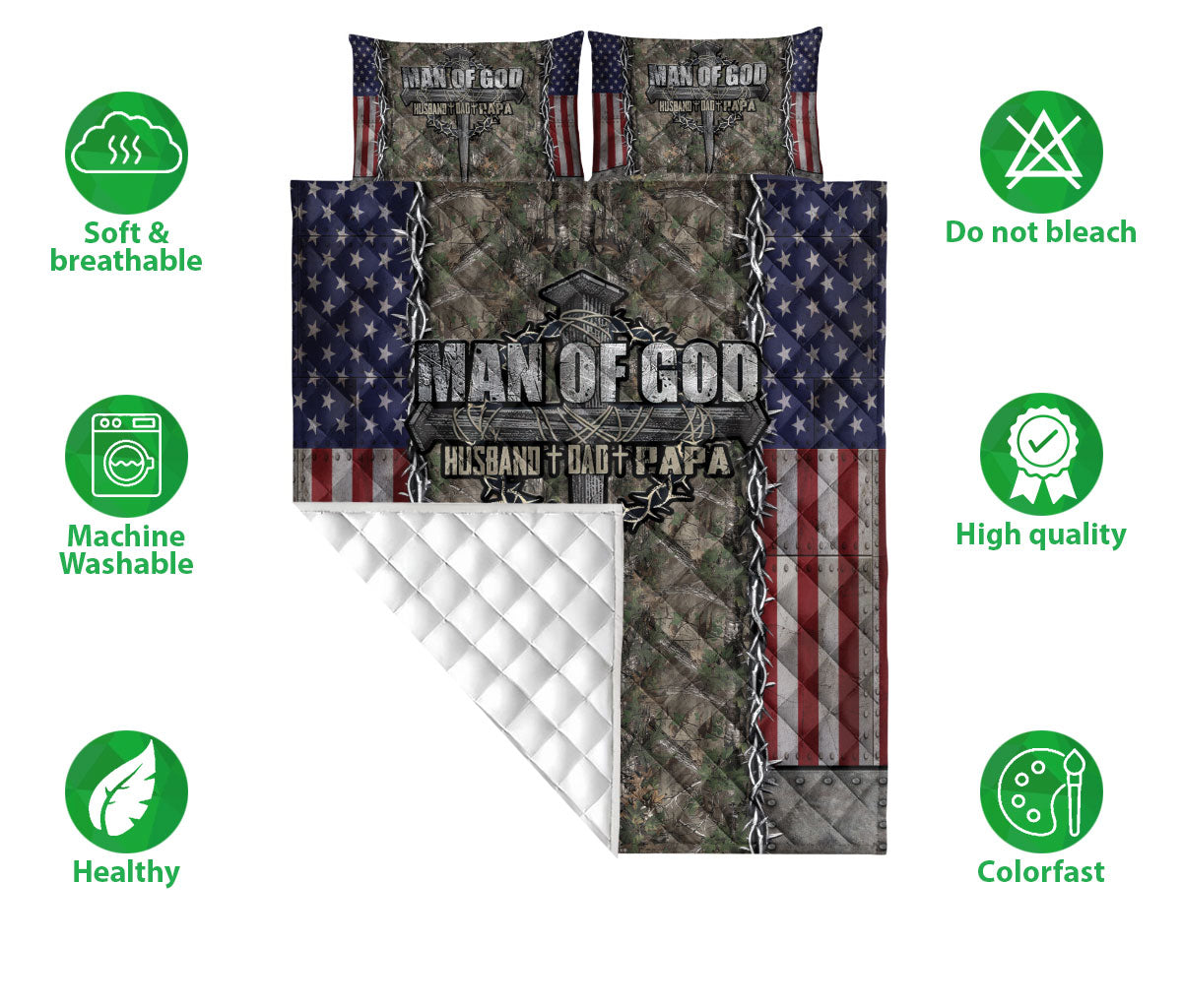 Ohaprints-Quilt-Bed-Set-Pillowcase-Man-Of-God-Husband-Dad-Papa-Jesus-Cross-Gift-For-Father-Christ-Christian-Blanket-Bedspread-Bedding-1969-Double (70'' x 80'')